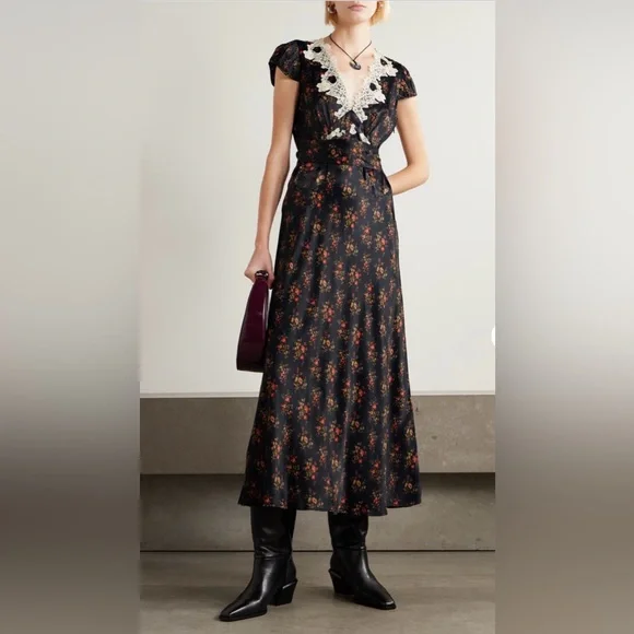 DÔEN
Coraline floral-print satin midi dress - Picture 3 of 5